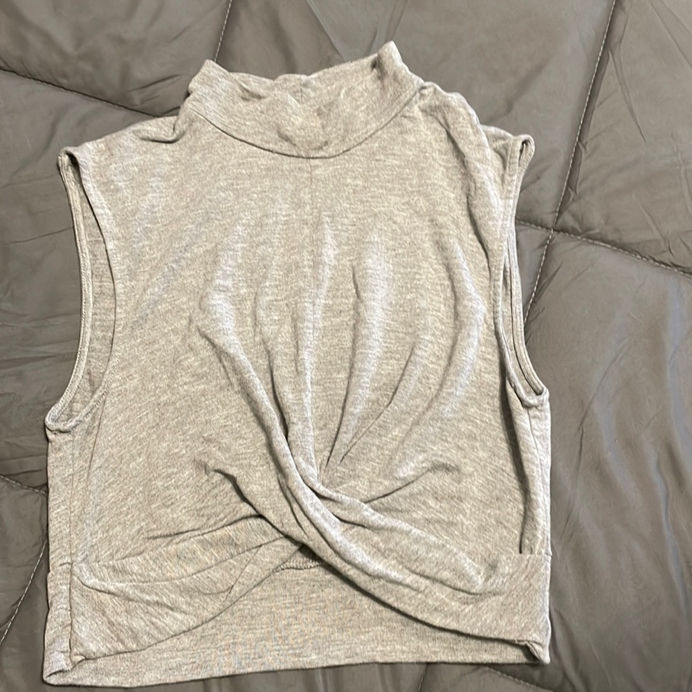 Gray turtle neck crop top